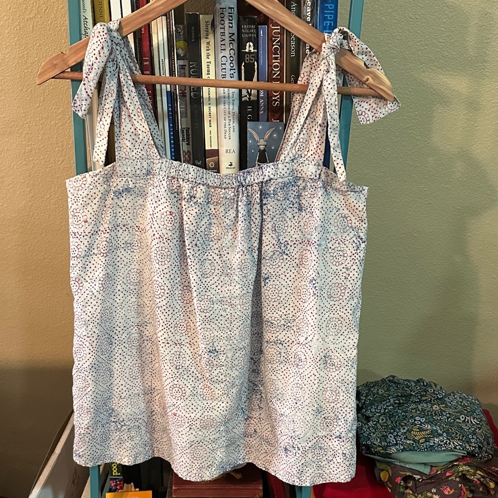 Women's Handmade Sleeveless Block print Patterned Summer Top with Ties